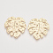 Brasss Pendants, Tropical Leaf Charms, Nickel Free, Real 18K Gold Plated, Monstera Leaf, Bumpy, 30x29x1.5mm, Hole: 1.2mm