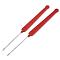 Platinum Tone Plastic Handle Iron Crochet Hooks Needles, Red, Pin:0.4mm, 145~147x12x3.5mm