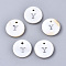 Natural Freshwater Shell Pendants, with Platinum Plated Iron Etched Metal Embellishments, Flat Round with Initial Letter, White, Letter.Y, 11x2mm, Hole: 1.5mm