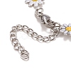 Enamel Daisy Link Chain Necklace NJEW-P220-01P-01-4