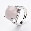 Adjustable Natural Rose Quartz Finger Rings RJEW-F075-01O-4