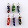 Millefiori Glass Pendants with Alloy Findings LK-R008-M01-1