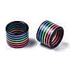 Resin Stripe Pattern Wide Band Finger Ring for Women RJEW-T022-009-2