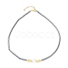 Synthetic Hematite & Natural Pearl Beaded Necklace NJEW-M201-02B-2