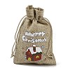 Christmas Printed Burlap Packing Pouches Drawstring Bags ABAG-Q053-02A-08-3