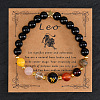 12 Zodiac Sign Natural Black Obsidian Round Beads Stretch Bracelets for Men Women WG228FC-05-1