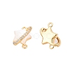 Brass Micro Pave Clear Cubic Zirconia Star Connector Charms KK-B102-27G-2