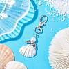 Angel Alloy & Wire Wrapped Natural Shell Pendant Decorations HJEW-JM02017-02-2
