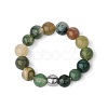 4MM Round Natural Indian Agate Beaded Stretch Rings VM0712-10-1
