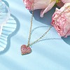 Alloy Indian Red Enamel Heart Pendant Neckiaces with Glitter Powder for Women NJEW-JN05002-2