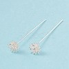 Brass Micro Pave Clear Cubic Zirconia Flower Head Pins KK-G413-01S-2