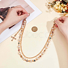 1Pc Alloy Colorful Rhinestone Flower & Plastic Pearl Link Chain Double Layer Pants Chains with Cross Charms AJEW-GF0012-75-3