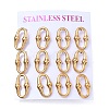 6 Pairs 304 Stainless Steel Stud Earrings EJEW-C180-01G-4