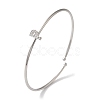 Rack Plating Brass Micro Pave Clear Cubic Zirconia Letter Open Cuff Bangles BJEW-A018-01P-P-1