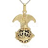 Golden Tone Brass Hollow Round Cage Pendants KK-J242-04G-3