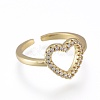Brass Micro Pave Clear Cubic Zirconia Cuff Rings RJEW-K232-07G-2