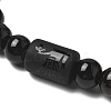 12 Constellations Protetion Tiger Eye & Black Obsidian Round Beads Stretch Bracelets for Men Women WG083ED-05-2