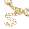 Square Brass Pave Cubic Zirconia Link Chain Bracelets for Women BJEW-P385-08G-03-3