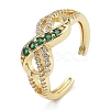 Rack Plating Brass Micro Pave Cubic Zirconia Cuff Finger Rings for Women RJEW-M028-43G-2