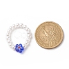 Plastic Imitation Pearl & Millefiori Glass Beaded Finger Ring for Women RJEW-JR00484-6