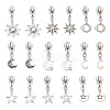 18Pcs 9 Styles Alloy Replacement Zipper Sliders with Sun Moon Star Charms HJEW-TAC0088-1