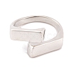 925 Sterling Silver Rectangle Cuff Open Rings for Women Men RJEW-P105-03S-2