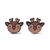 Christmas Printed Wooden Stud Earrings EJEW-D046-06-2