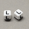Large Hole Acrylic Letter European Beads SACR-Q103-7mm-01L-2
