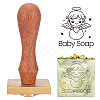 Brass Wax Seal Stamp Head & Pearwood Handle Kit AJEW-OC0002-85F-1