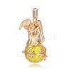 Golden Plated Brass Hollow Round Cage Pendants KK-J249-02G-2
