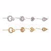 8 Pairs Brass Micro Pave Clear Cubic Zirconia Stud Earring Findings KK-ZZ0001-09-RS-1