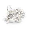 Brass Clear Cubic Zirconia Charms ZIRC-B010-22P-3