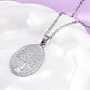Oval Tree of Life 304 Stainless Steel Pendant Necklaces NJEW-M096-10P-1