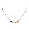Chakra Natural Freshwater Shell Heishi Beaded 304 Stainless Steel Satellite Chain Necklaces with Natural Pearl for Women NJEW-JN06515-2