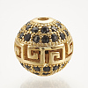 Brass Micro Pave Cubic Zirconia Beads ZIRC-S061-54G-1