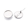 304 Stainless Steel Brooch Cabochon Settings STAS-E547-08F-P-1