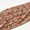 Faceted Natural Multi-Moonstone Round Bead Strands G-F266-22-6mm-2