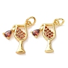 Brass Micro Pave Red Cubic Zirconia Pendants CU-E003-02G-1