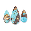 Assembled Bronzite and Synthetic Turquoise Pendants G-S328-003J-1