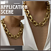 1Pc Zinc Alloy Twisted Double Ring Cable Chain Necklaces for Women NJEW-SP0001-12KCG-7