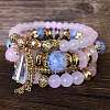 4Pcs 4 Styles Bohemian Style Alloy Glass Round Beaded Stretch Bracelets FS-WG80D8B-05-1