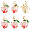 8Pcs Brass Enamel Peach Charms KK-BBC0025-20-7