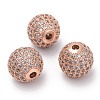 Brass Cubic Zirconia Beads ZIRC-F001-15RG-1