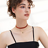 Alloy Resin Sun Pendant Single Face Dark Red Velvet Ribbon & Brass Chain Double Layered Choker Necklaces NJEW-TAC0039-8