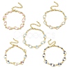 Brass Enamel Flat Round Evil Eye Link Chain Bracelets for Women BJEW-G764-01G-2