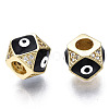 Brass with Cubic Zirconia Rhombus European Beads ZIRC-N039-173-NF-5