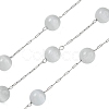 304 Stainless Steel with Glass Cat Eye Link Chains CHS-G038-08P-05-1