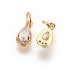 Brass Cubic Zirconia Charms KK-E772-13C-G-1
