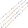 Faceted Cube Glass & ABS Plastic Imitation Pearl Beaded Chains CHS-G026-02KCG-02-1-1