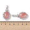 Cherry Quartz Glass Oval Pendants G-NH0025-15P-26-3